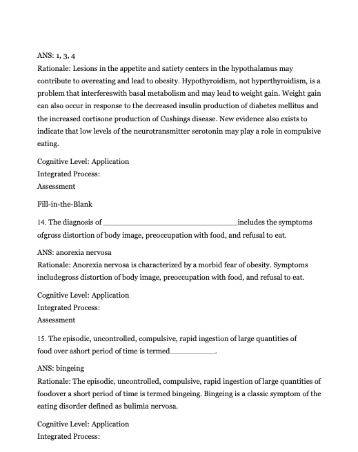 Test Bank Essentials of Psychiatric Mental Health Nursing 8th Edition: Concepts of Care in Evidence by Morgan Townsend
