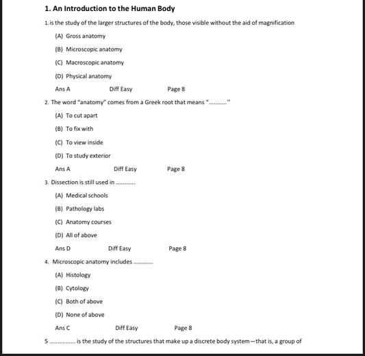 Anatomy and Physiology Test Bank – OpenStax 1st Edition by Gordon Betts